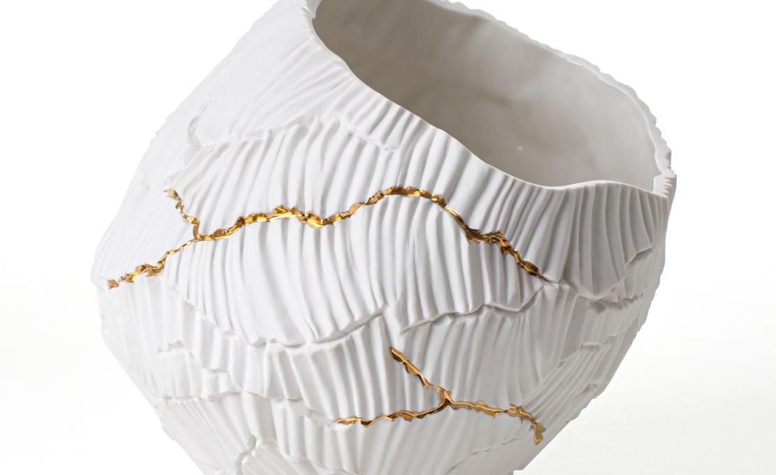 Декоративная Ваза от фабрики Fos Ceramiche модель Zefiro Gold Cracks
