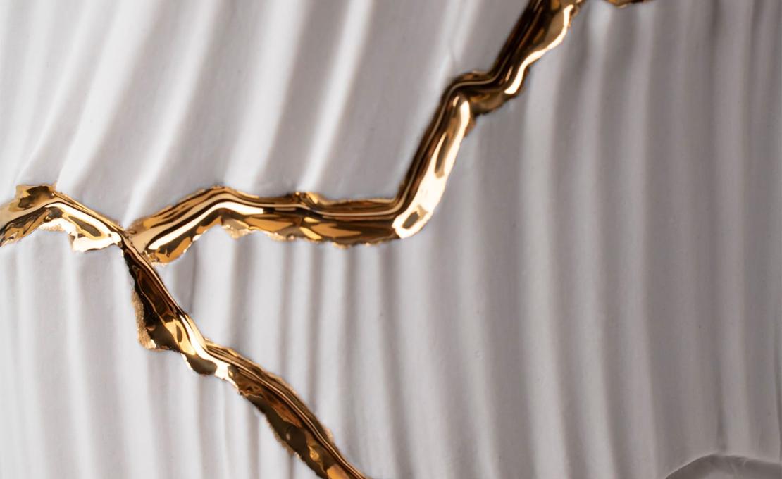 Декоративная Ваза от фабрики Fos Ceramiche модель Meltemi Gold Cracks