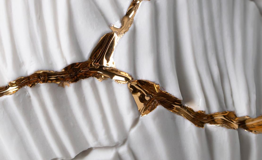 Декоративная Ваза от фабрики Fos Ceramiche модель Zefiro Gold Cracks