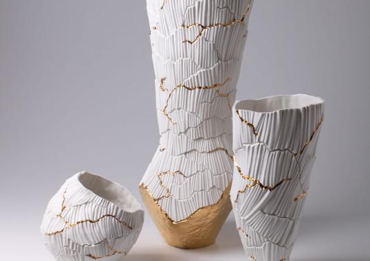 Декоративная ваза Fos Ceramiche Meltemi Gold Cracks image 4