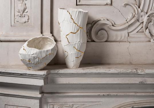 Декоративная ваза Fos Ceramiche Meltemi Gold Cracks image 5