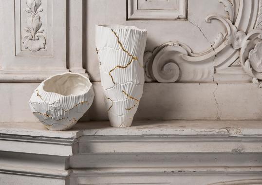 Декоративная ваза Fos Ceramiche Zefiro Gold Cracks image 5