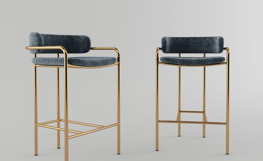 Барный стул от фабрики Galbiati Fratelli модель Simply Gold Brass