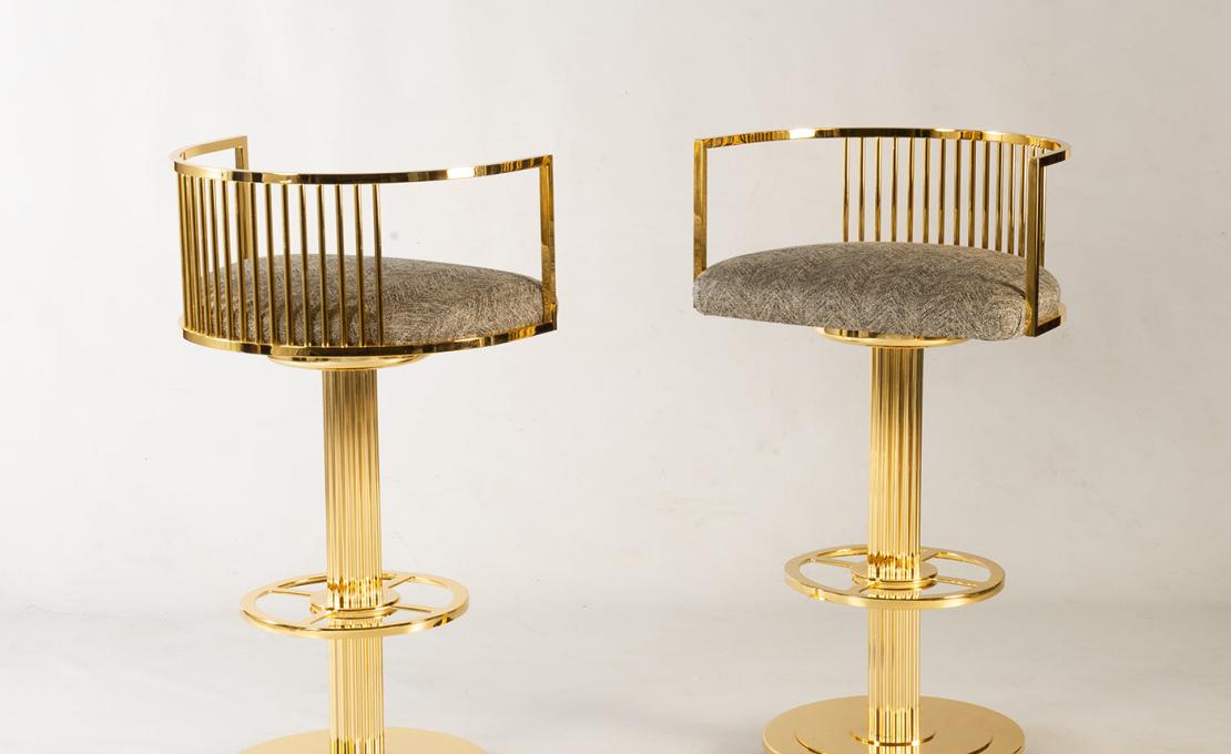 Барный стул от фабрики Galbiati Fratelli модель Clio Gold Brass