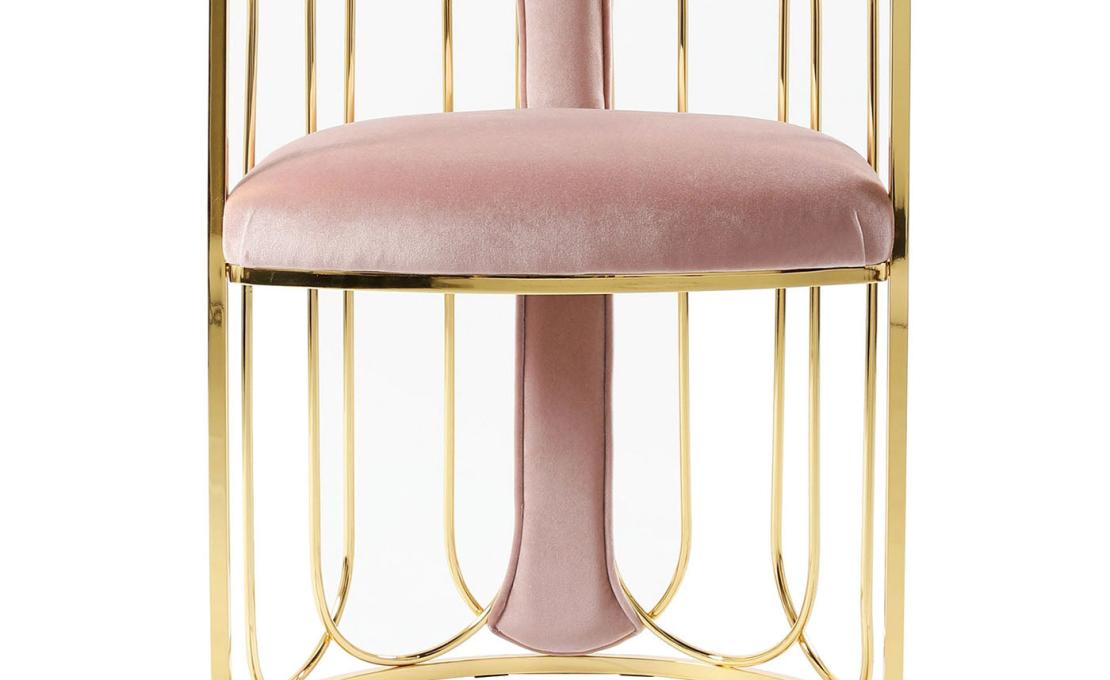 Кресло от фабрики Galbiati Fratelli модель Bella Pink and Gold Brass