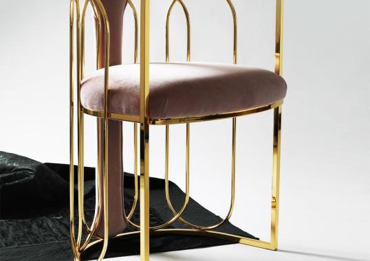 Кресло от фабрики Galbiati Fratelli модель Bella Pink and Gold Brass