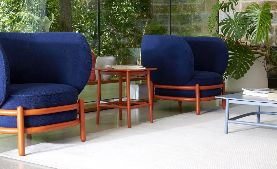 Кресло для отдыха от фабрики Gebrüder Thonet Vienna GmbH (GTV) – Wiener GTV Design модель Luftballon Orange Blue Lounge Chair