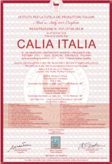 Сертификат подлинности качества Calia Italia