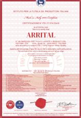 Сертификат подлинности качества Arrital Cucine
