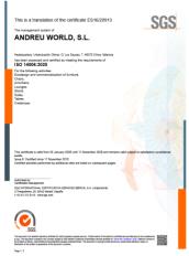 Сертификат подлинности качества Andreu World
