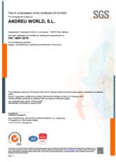 Сертификат подлинности качества Andreu World