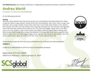 Сертификат подлинности качества Andreu World