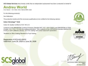 Сертификат подлинности качества Andreu World