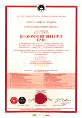 Сертификат подлинности качества BelMondo by Bellotti