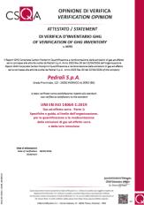 Сертификат подлинности качества Pedrali