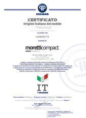 Сертификат подлинности качества Moretti Compact
