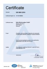 Сертификат подлинности качества Nolte