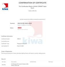 Сертификат подлинности качества Masiero