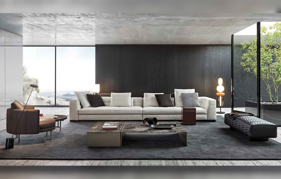 Диван с обивкой из рогожки Minotti - Blazer