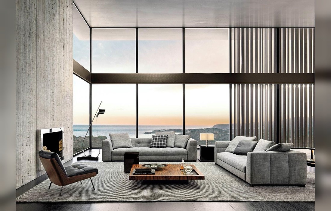 Диван с обивкой из рогожки Minotti - Blazer