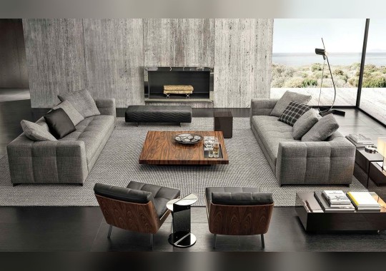 Диван с обивкой из рогожки Minotti - Blazer