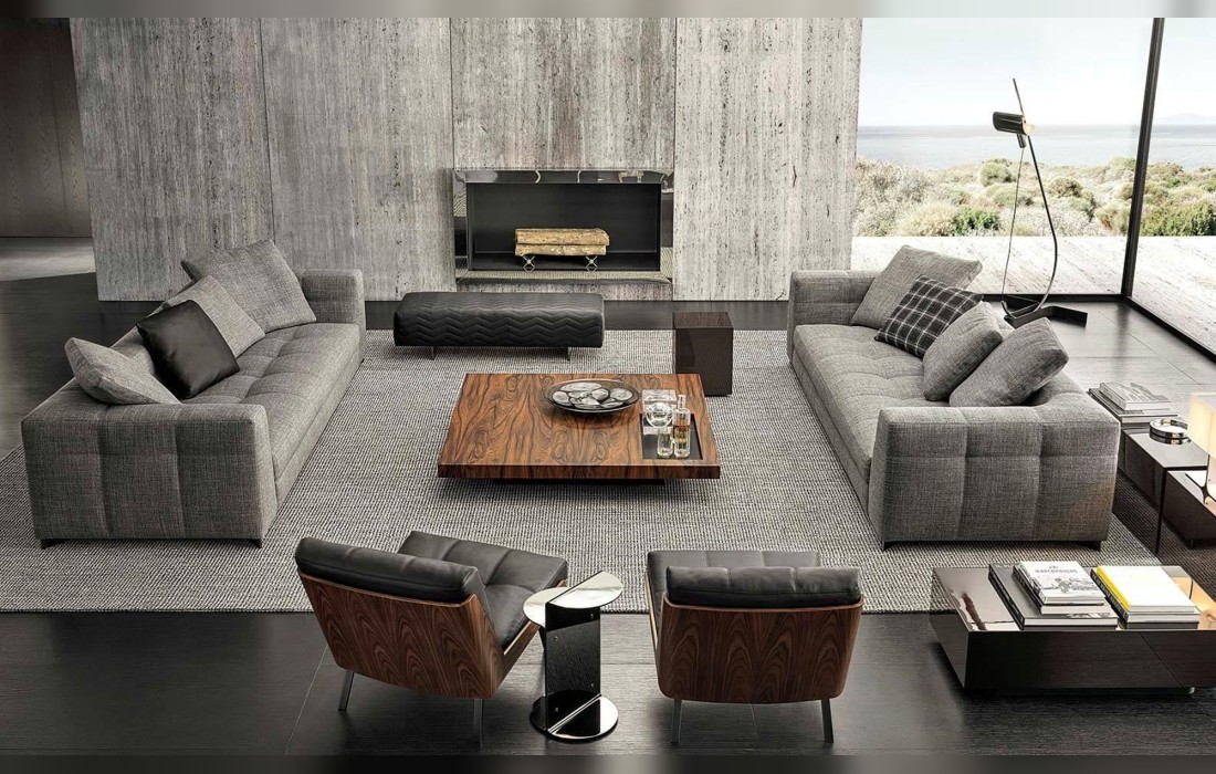 Диван с обивкой из рогожки Minotti - Blazer