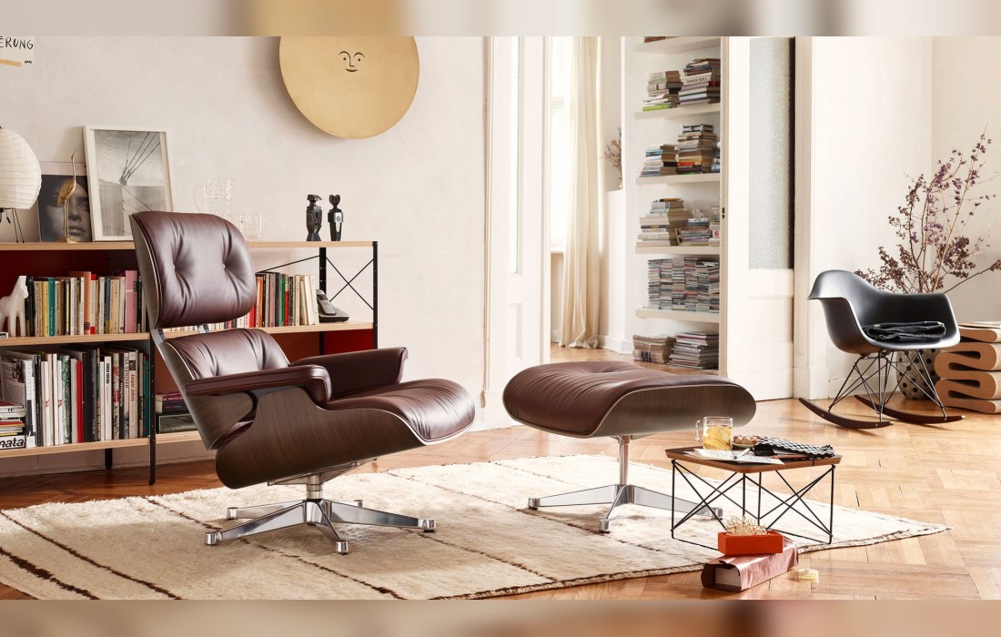 Кресло и пуф для ног Vitra - Eames Lounge