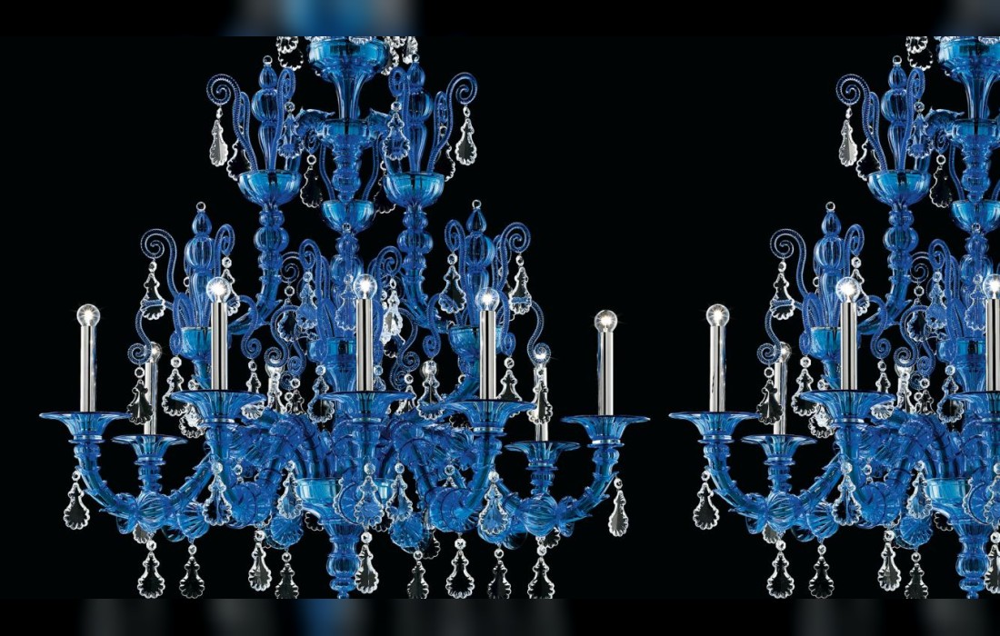 Люстра из муранского стекла в черном цвете Barovier Toso - Taif