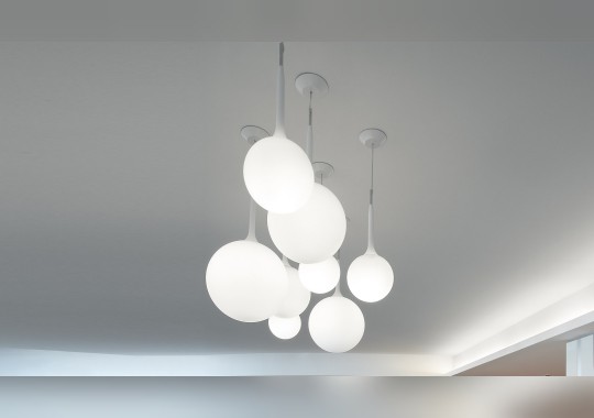 Светильник из муранского стекла молочного цвета на подвесах из металла Artemide - Castore suspension 42 1051010A image 3