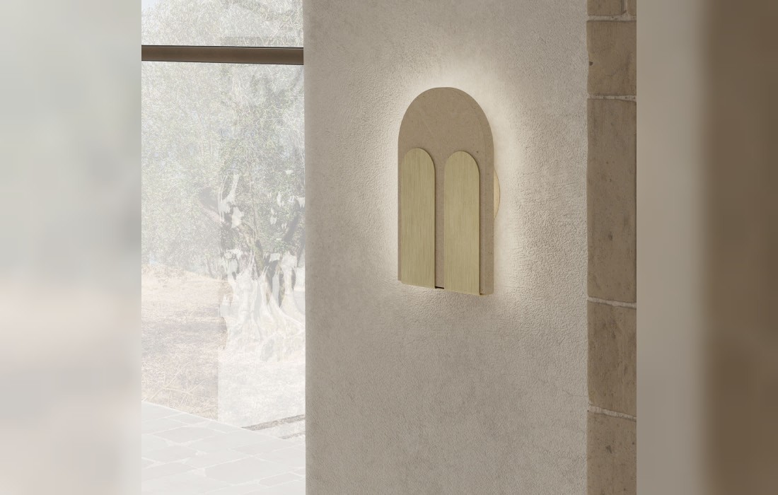 Настенный светильник от фабрики Pimar Limestone модель Bifora Beige Lecce Limestone \u0026 Brushed Brass 