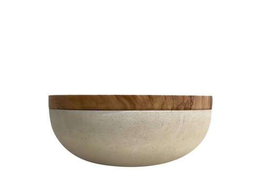 Ваза Pimar Limestone Rito N 3 E Lecce Limestone Bowl with Olive Wood Lid image 1