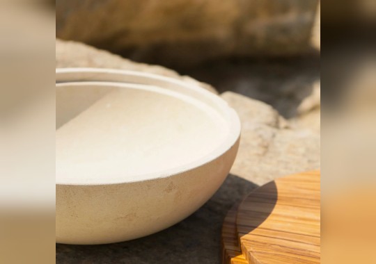Ваза Pimar Limestone Rito N 3 E Lecce Limestone Bowl with Olive Wood Lid image 3