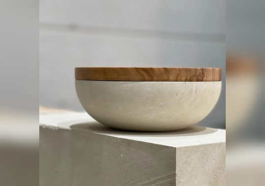 Ваза Pimar Limestone Rito N 3 E Lecce Limestone Bowl with Olive Wood Lid image 4