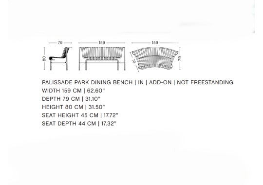 Банкетка модель Palissade Park Dining Bench In Add On от фабрики Hay