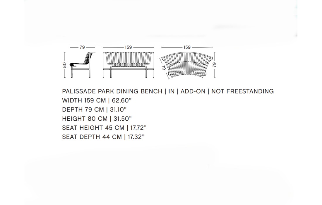 Банкетка модель Palissade Park Dining Bench In Add On от фабрики Hay