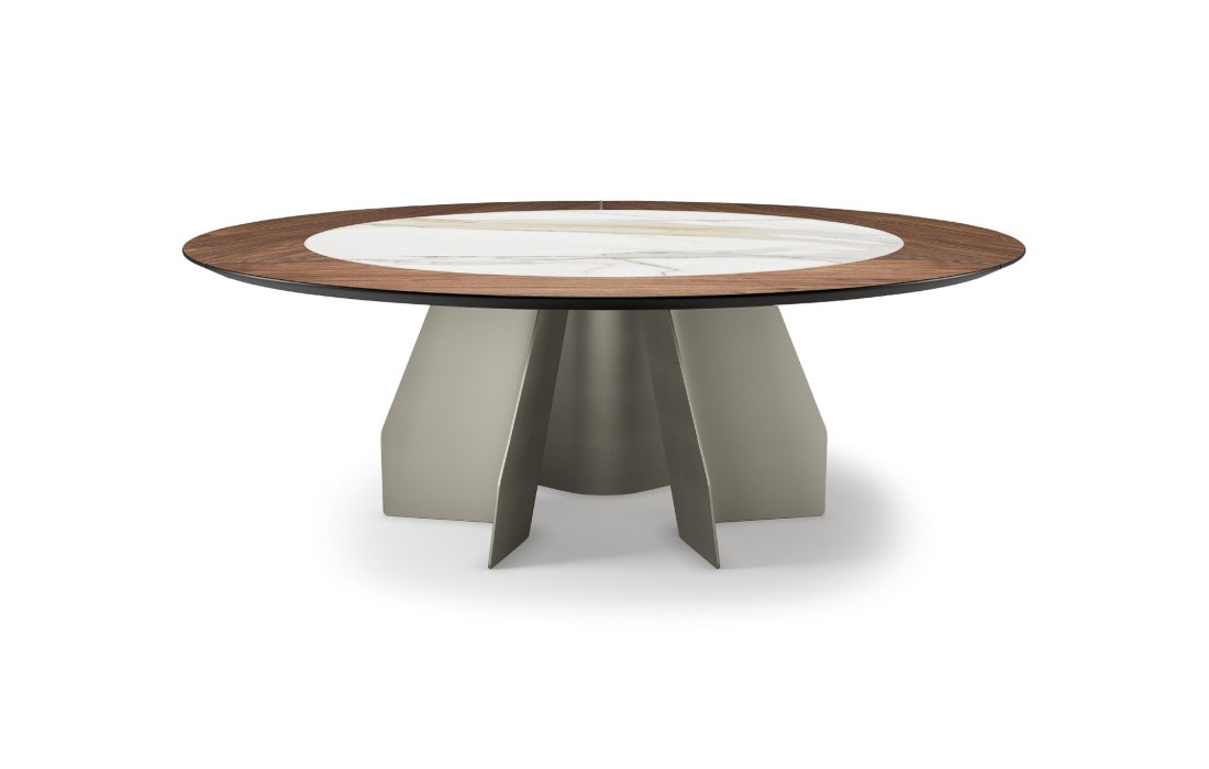 Круглый обеденный стол с центральной вставкой из керамики Cattelan - Senator Ker-Wood Round