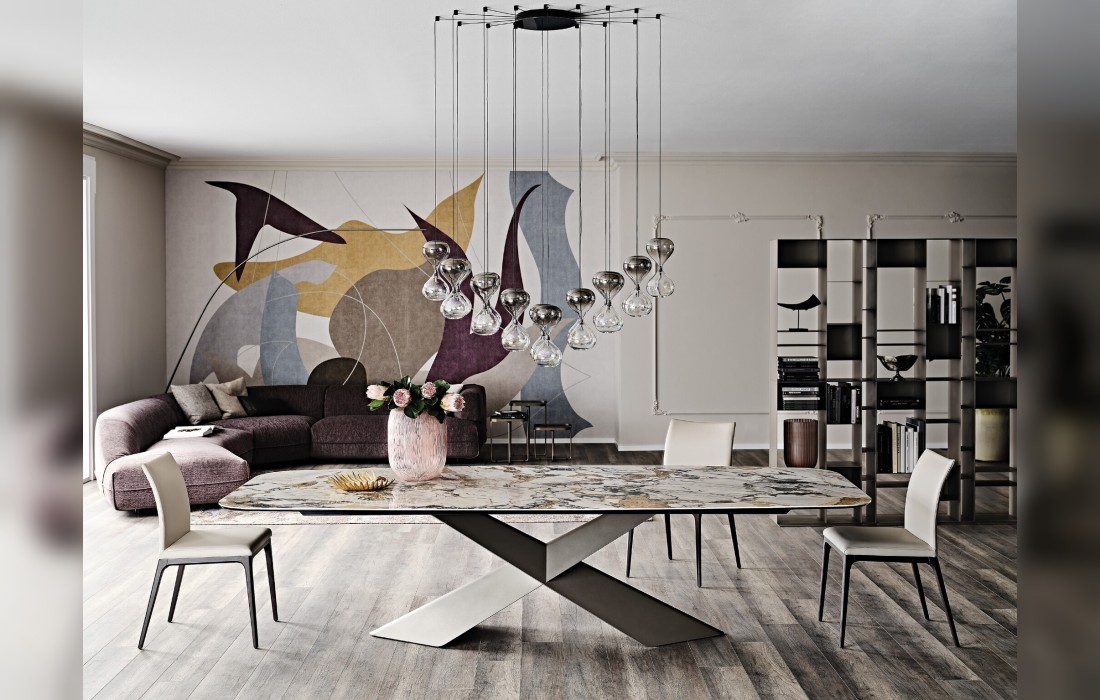 Обеденный стол Tyron Keramik и стул Penelope от Cattelan