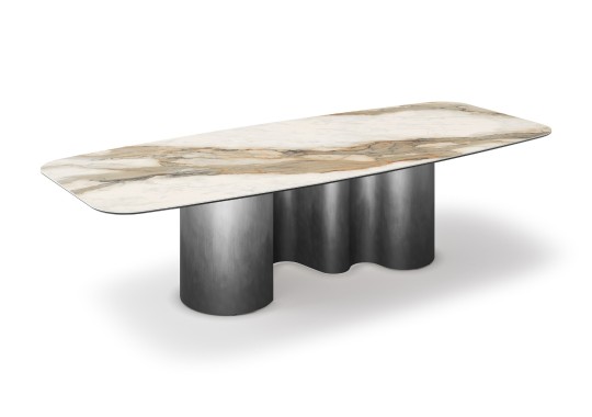 Обеденный стол с волнообразным основанием в отделке brushed Cattelan Papel keramik image 3