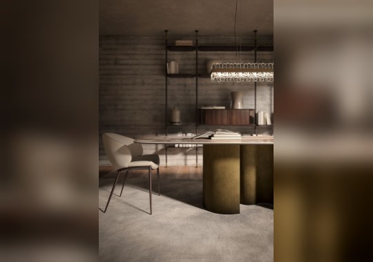 Обеденный стол с волнообразным основанием в отделке brushed Cattelan Papel keramik image 6
