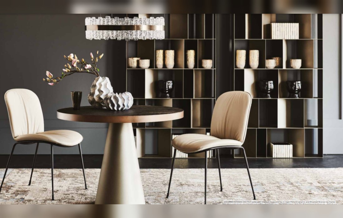 Круглый стол Saturno Keramik Bistrot со стулом Tina от Cattelan Collection 2019