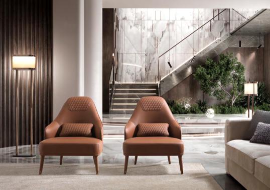 Кресло в отделке кожа - модель Manhattan bergere от DV Home