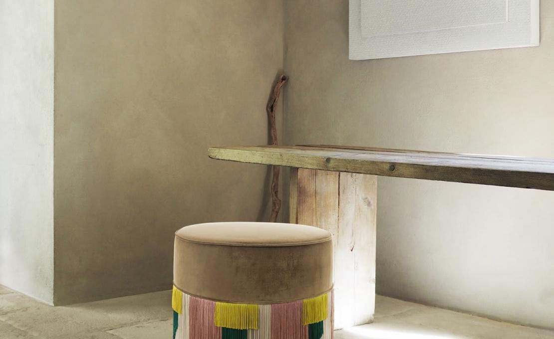 Круглый пуфик от фабрики Lorenza Bozzoli Couture модель Geo