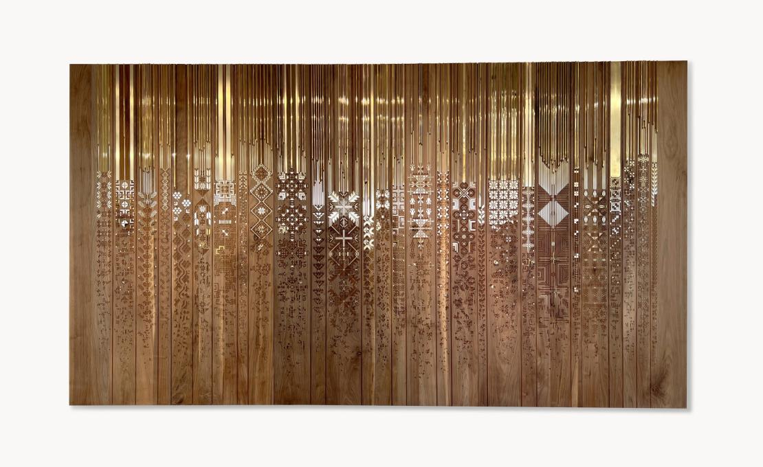 Панно на стену Cubic IPE CAVALLI — дизайнерское деревянное панно