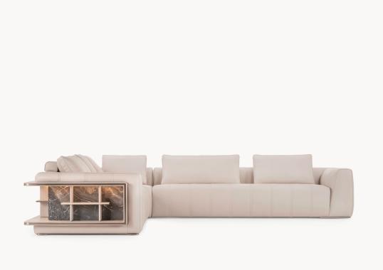 Диван Loving F модульный с кожей и деревом IPE CAVALLI