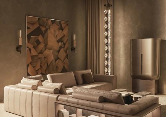 Диван Loving F модульный с кожей и деревом IPE CAVALLI