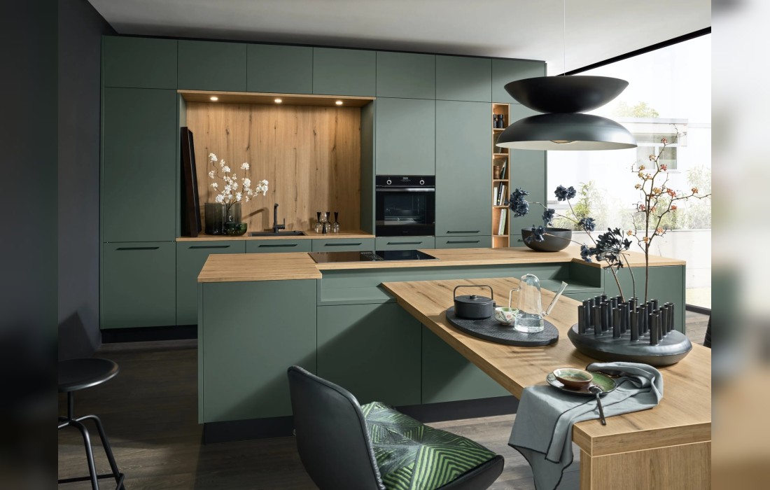 Кухня MANHATTAN UNI BLACK GREEN от Nolte: стиль и природная гармония