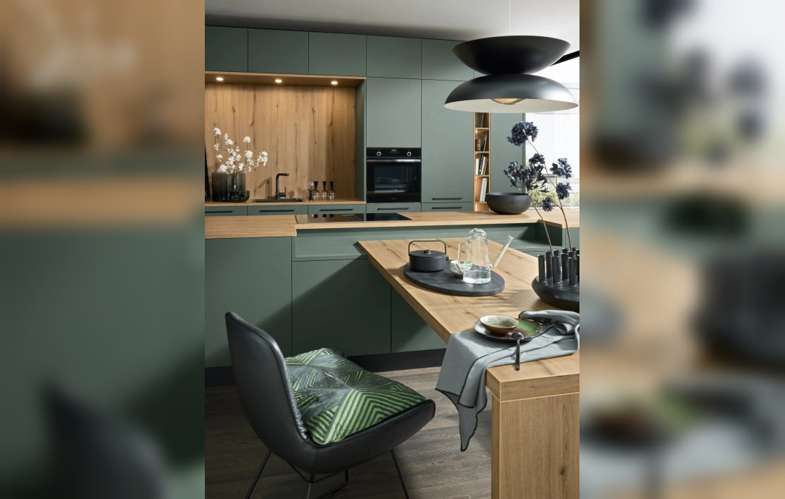 Кухня MANHATTAN UNI BLACK GREEN от Nolte: стиль и природная гармония