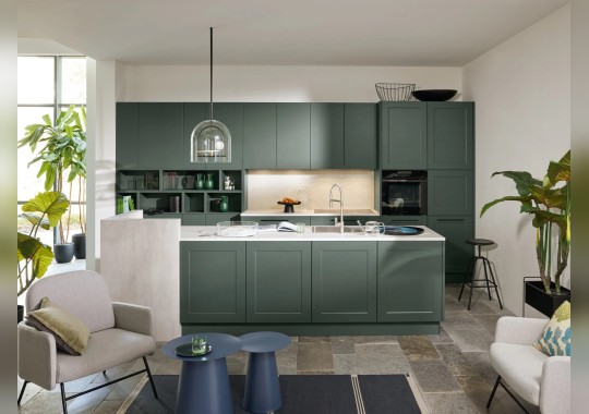 Кухня FRAME LACK/SOFT LACK BLACK GREEN от Nolte: стиль и современность