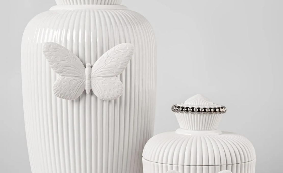 Ваза Lady Luck by Olga Hanono от Lladro — авторский фарфор с бабочкой