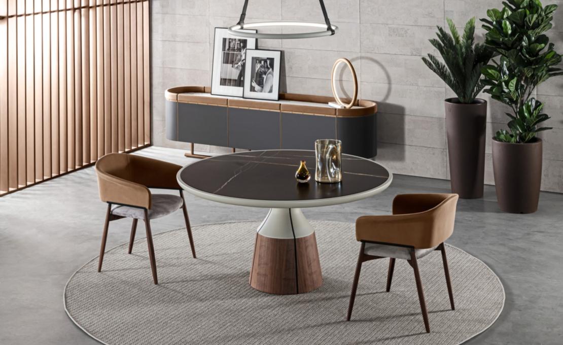 Обеденный стол круглый Canazei от фабрики Meroni Colzani